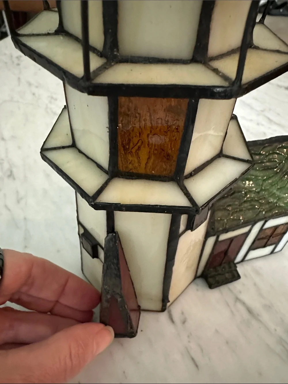 Stained Glass Lighthouse Vintage